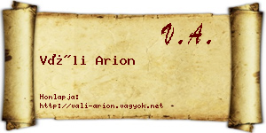 Váli Arion névjegykártya